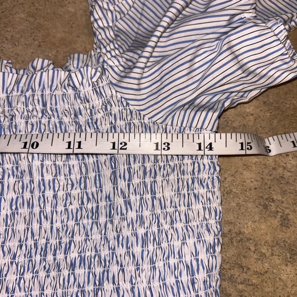 J. Crew dress - 100% cotton smocked top peasant style midi length white striped - Picture 10 of 11